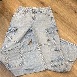 Garage Light Blue Wide-Leg Cargo Jeans